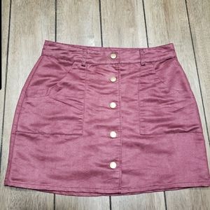 Faux suede, maroon mini skirt